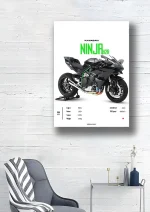متال پوستر طرح موتور Kawasaki Ninja H2R کد L1828 - Image 2