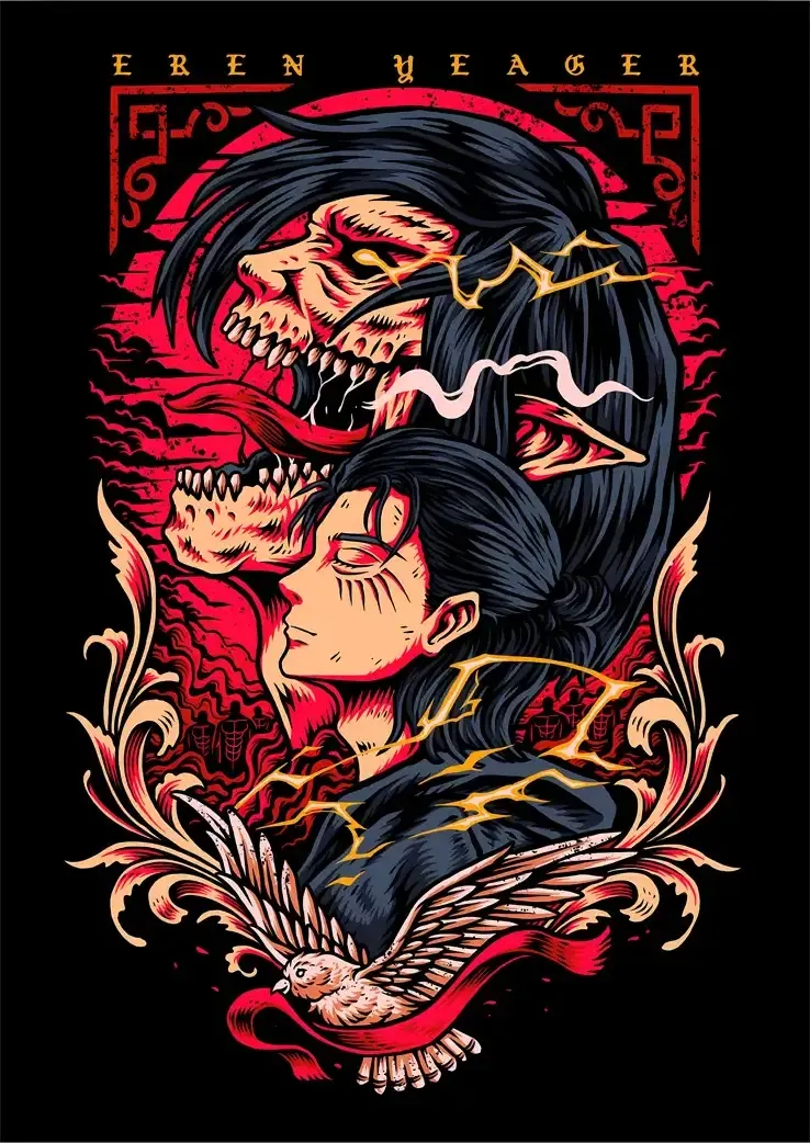 L1033-metalposter-01 متال پوستر انیمه Attack on Titan طرح ارن یگر کد L1033 - Image 1