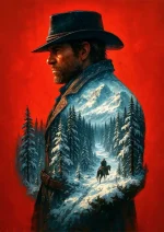 متال پوستر بازی Red Dead Redemption 2 طرح آرتور مورگان کد L1036