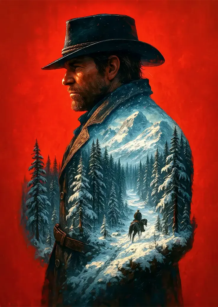 L1036-metalposter-01 متال پوستر بازی Red Dead Redemption 2 طرح آرتور مورگان کد L1036 - Image 1