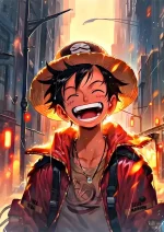 متال پوستر انیمه وان پیس طرح لوفی کد L1065