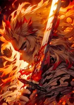 متال پوستر انیمه شیطان کش طرح Kyōjurō Rengoku کد L1129