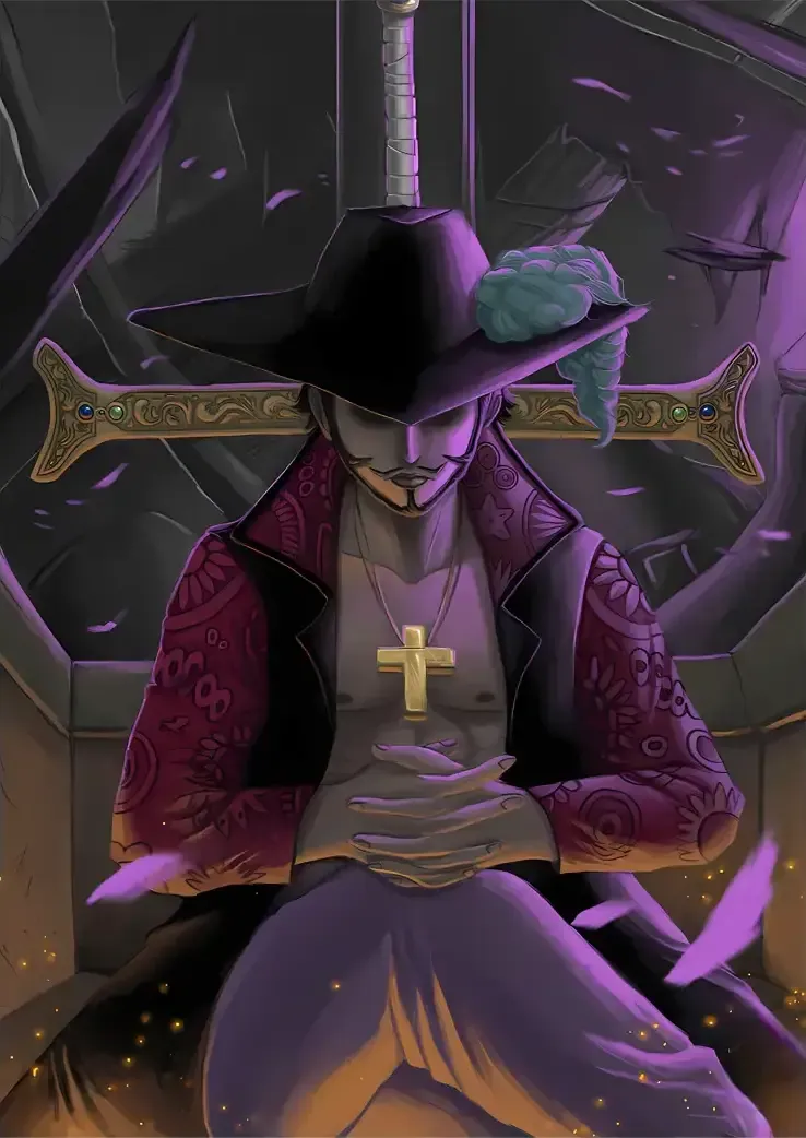 L1296-metalposter-01 متال پوستر انیمه وان پیس طرح Dracule Mihawk کد L1296 - Image 1