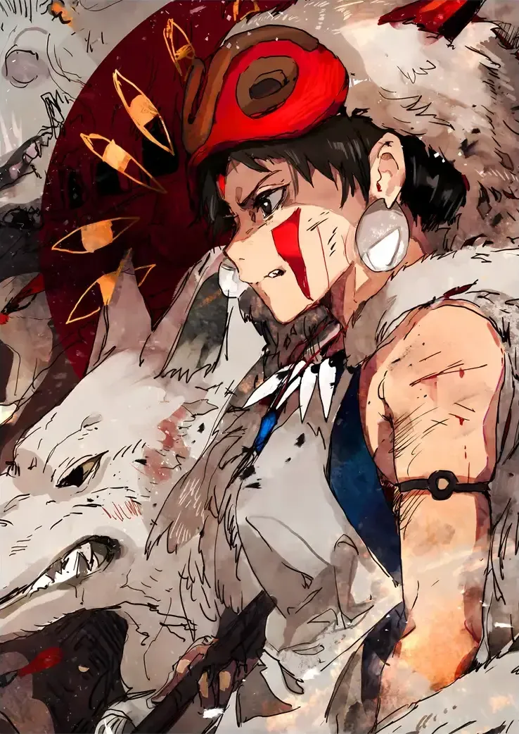 L1326-metalposter-01 متال پوستر انیمه شاهزاده مونونوکه طرح سان کد L1326 - Image 1