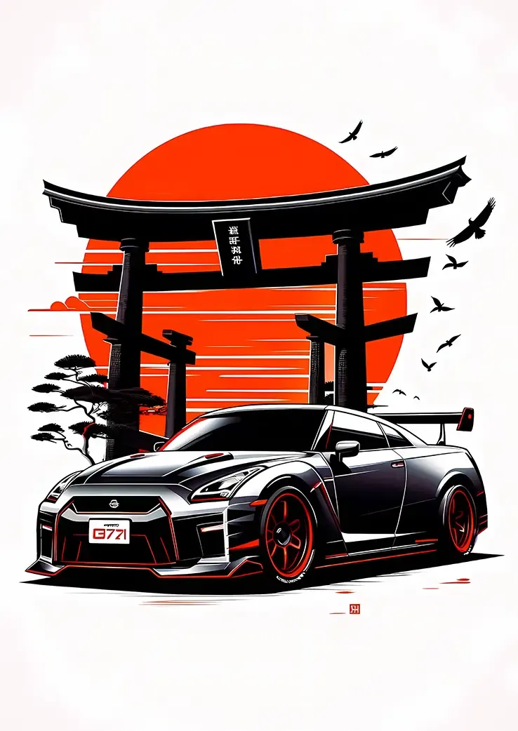 L1342-metalposter-01 متال پوستر طرح ماشین نیسان GTR کد L1342 - Image 1