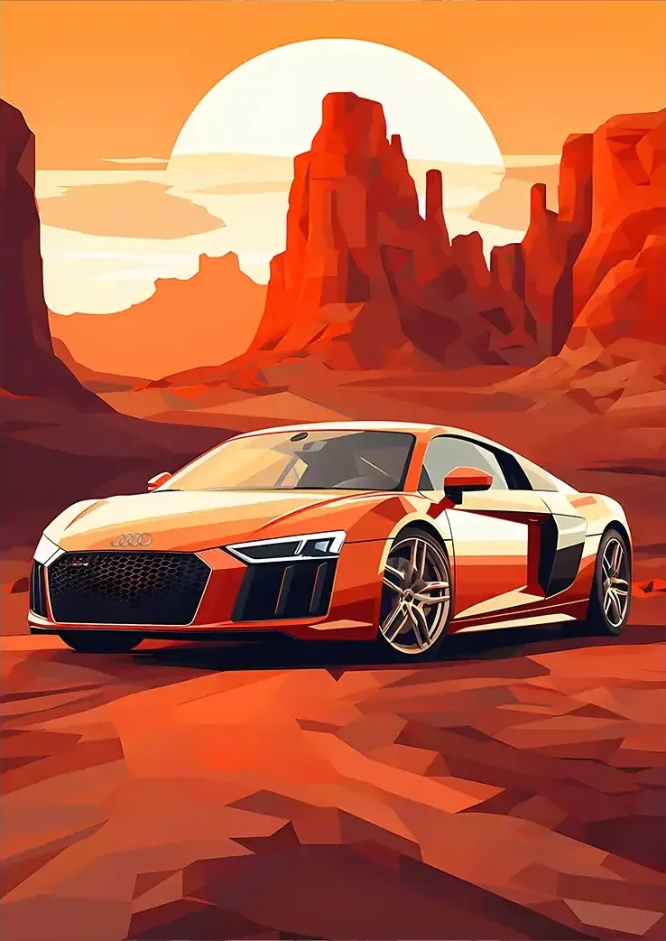 L1343-metalposter-01 متال پوستر طرح ماشین Audi R8 کد L1343 - Image 1