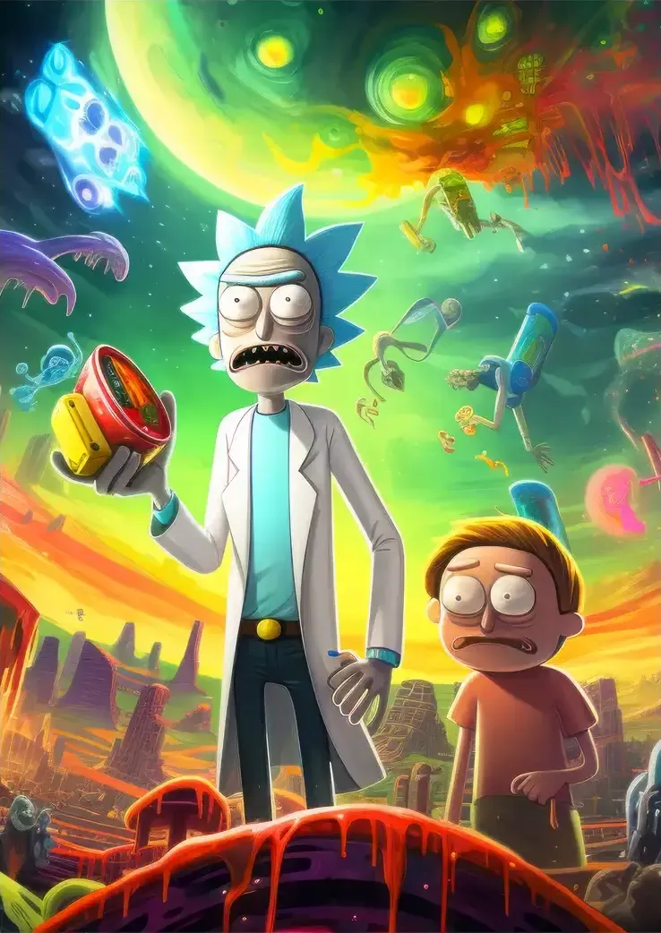 L1386-metalposter-01 متال پوستر طرح انیمیشن Rick and Morty کد L1386 - Image 1