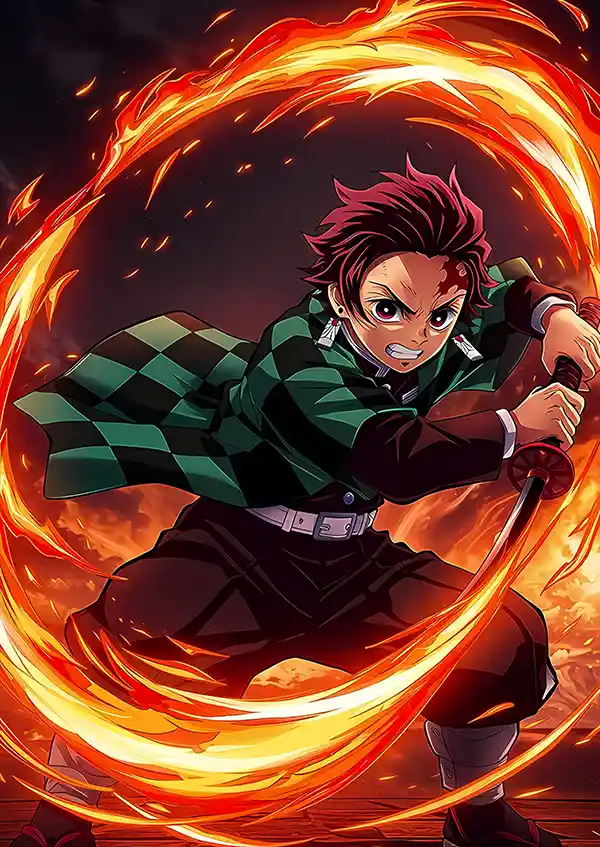 L1481-metalposter-01 متال پوستر انیمه شیطان کش طرح تانجیرو کد L1481 - Image 1