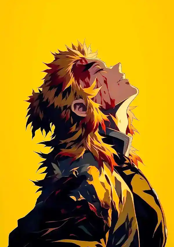 L1512-metalposter-01 متال پوستر انیمه شیطان کش طرح Kyojuro Rengoku کد L1512 - Image 1