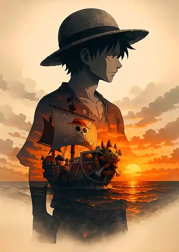 L1548-metalposter-01 متال پوستر انیمه وان پیس طرح لوفی کد L1548 - Image 1