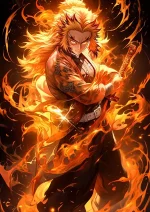 متال پوستر انیمه شیطان کش طرح Kyojuro Rengoku کد L1549