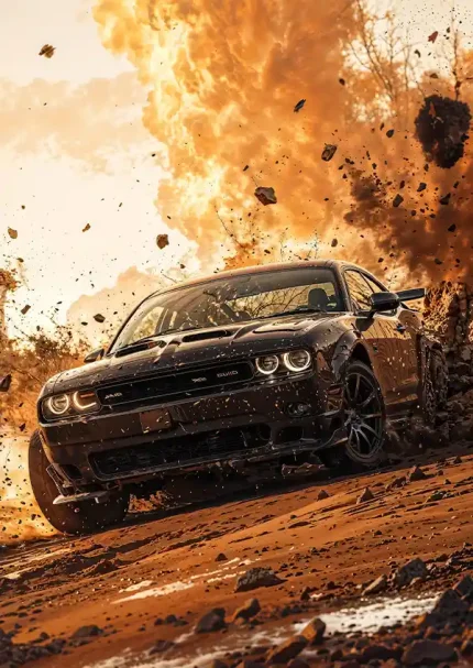 متال پوستر طرح ماشین Dodge Challanger کد L1566