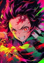 متال پوستر انیمه شیطان کش طرح تانجیرو کد L1580