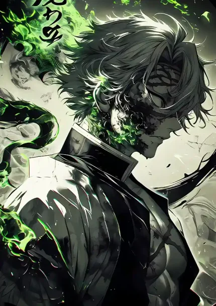 متال پوستر انیمه شیطان کش طرح Sanemi Shinazugawa کد L1604