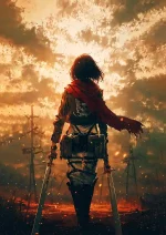 متال پوستر انیمه Attac On Titan طرح Mikasa Ackerman کد L1625