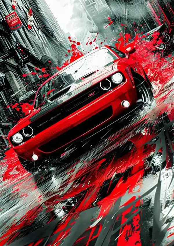 L1636-metalposter-01 متال پوستر طرح ماشین Dodge Challanger کد L1636 - Image 1
