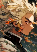 متال پوستر انیمه شیطان کش طرح Kyojuro Rengoku کد L1644