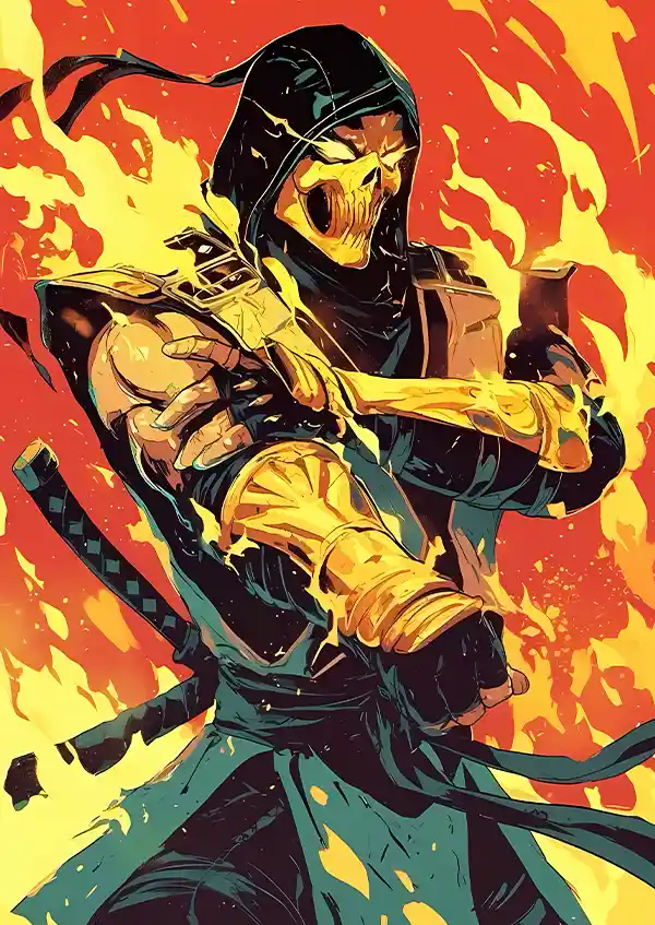 L1680-metalposter-01 متال پوستر بازی Mortal Kombat طرح اسکورپیون کد L1680 - Image 1