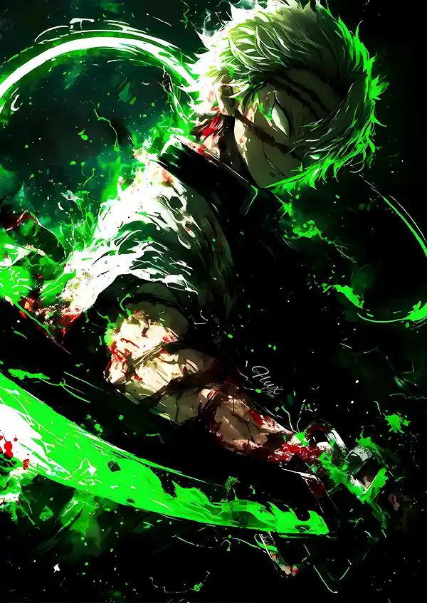 L1686-metalposter-01 متال پوستر انیمه شیطان کش طرح Sanemi Shinazugawa کد L1686 - Image 1