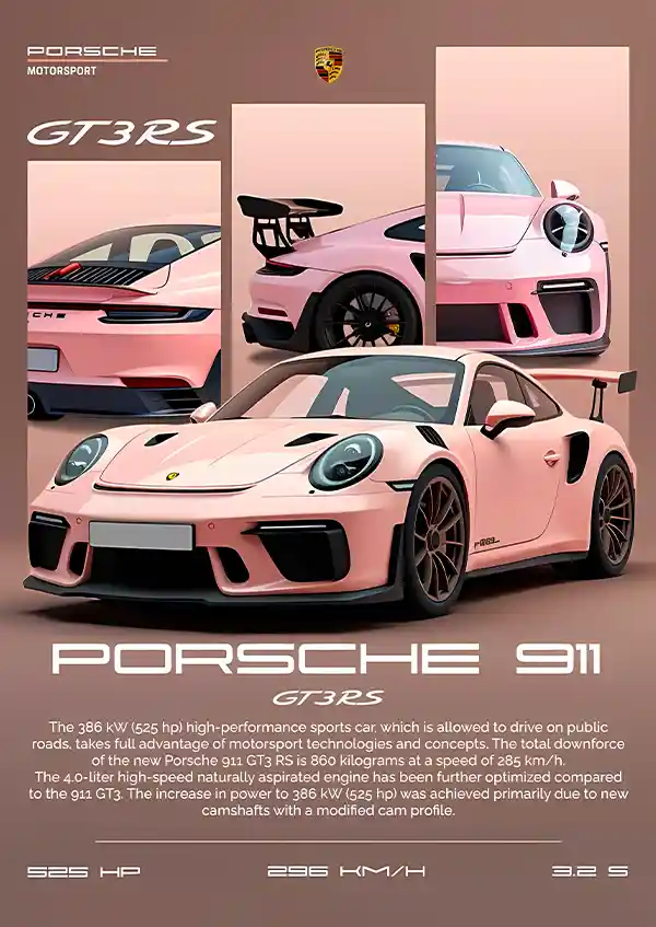 L1695-metalposter-01 متال پوستر طرح ماشین Porsche کد L1695 - Image 1