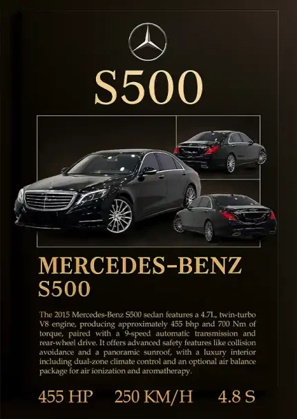 متال پوستر طرح ماشین Mercedes Benz S500 کد L1714