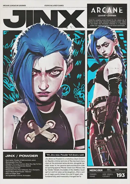 متال پوستر انیمه آرکین طرح جینکس کد L1736