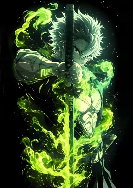 متال پوستر انیمه شیطان کش طرح Sanemi Shinazugawa کد L1766