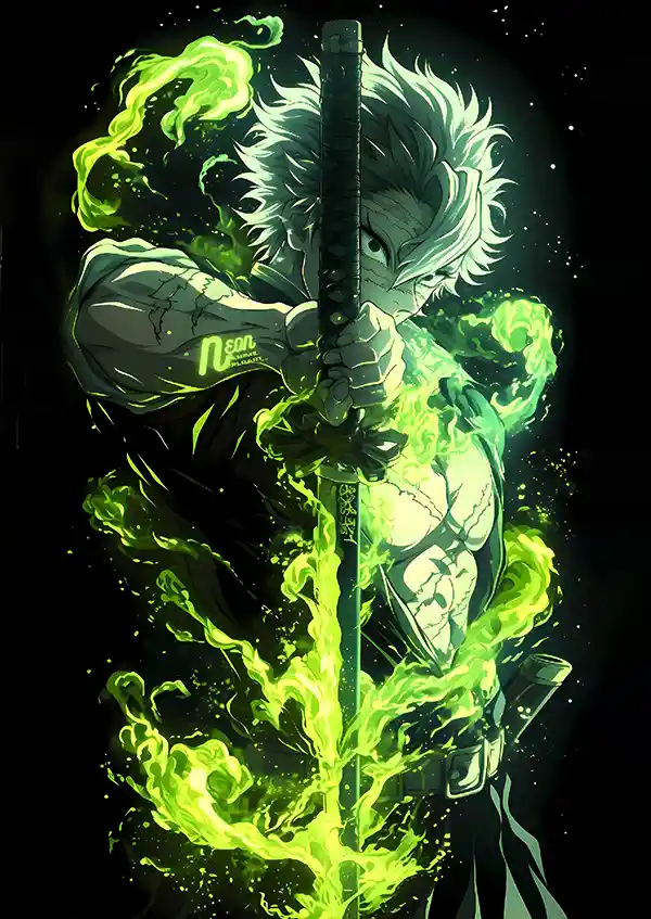 L1766-metalposter-01 متال پوستر انیمه شیطان کش طرح Sanemi Shinazugawa کد L1766 - Image 1