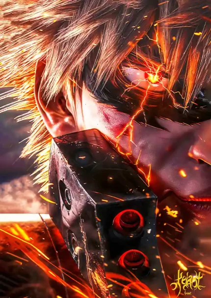 متال پوستر انیمه شیطان کش طرح Kyojuro Rengoku کد L1769