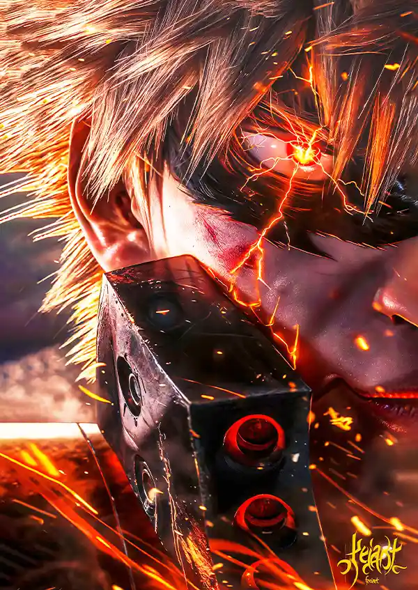 L1769-metalposter-01 متال پوستر انیمه شیطان کش طرح Kyojuro Rengoku کد L1769 - Image 1