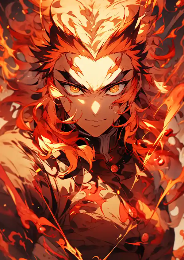 L1771-metalposter-01 متال پوستر انیمه شیطان کش طرح Kyojuro Rengoku کد L1771 - Image 1