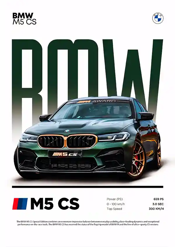 L1778-metalposter-01 متال پوستر طرح ماشین BMW M5 کد L1778 - Image 1