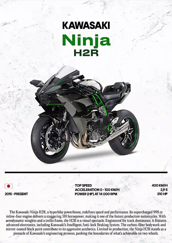 L1834-metalposter-01 متال پوستر طرح موتور Kawasaki Ninja H2R کد L1834 - Image 1