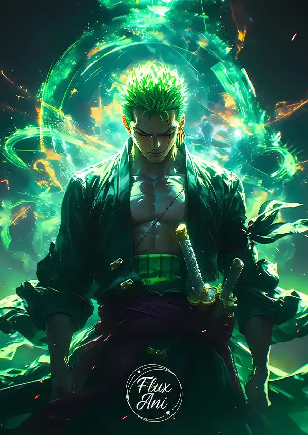 dvtrhrtrgr متال پوستر انیمه وان پیس طرح زورو کد L1213 - Image 1