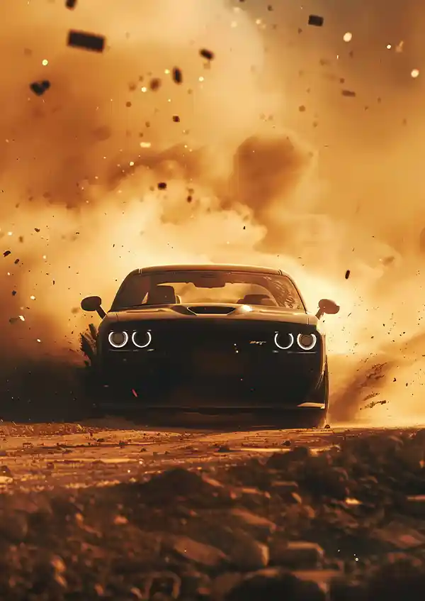 erert54t45 متال پوستر طرح ماشین دوج چلنجر کد L1226 - Image 1