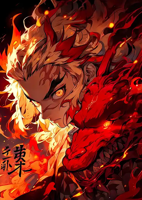 fdtrjrtej متال پوستر انیمه شیطان کش طرح Rengoku Kyojuro کد L1277 - Image 1