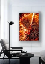 متال پوستر انیمه شیطان کش طرح Kyōjurō Rengoku کد L1129 - Image 2