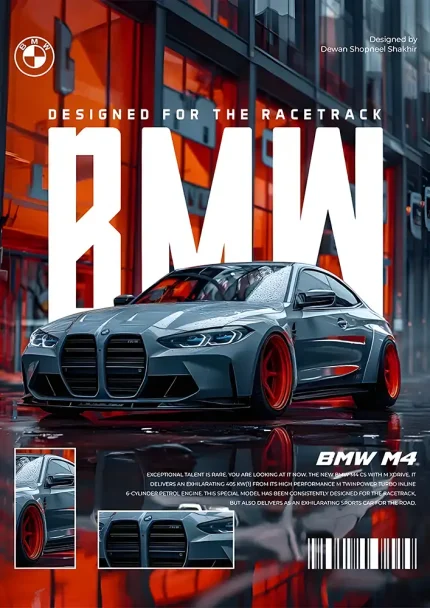 متال پوستر طرح ماشین  BMW M4 کد L1885