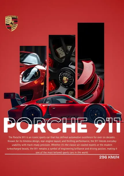 متال پوستر طرح ماشین Porsche 911 کد L1886