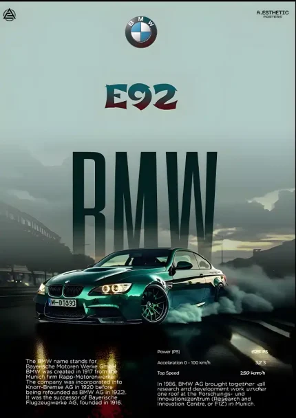 متال پوستر طرح ماشین BMW کد L1895