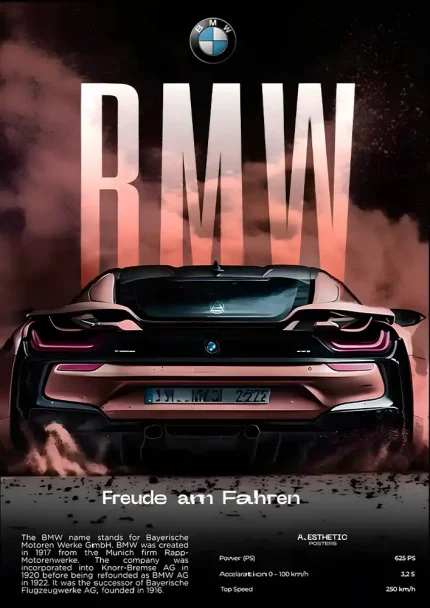 متال پوستر طرح ماشین BMW کد L1896