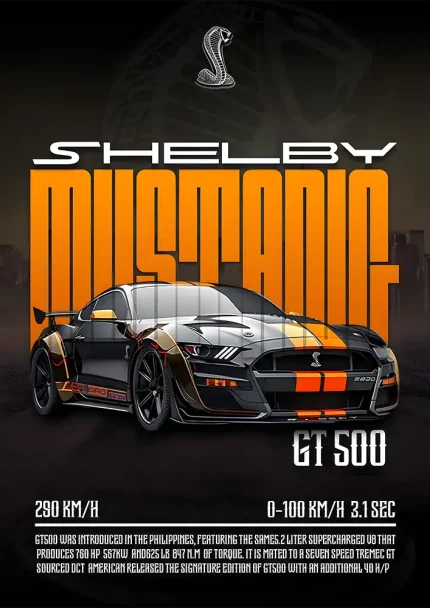 متال پوستر طرح ماشین Mustang GT کد L1903