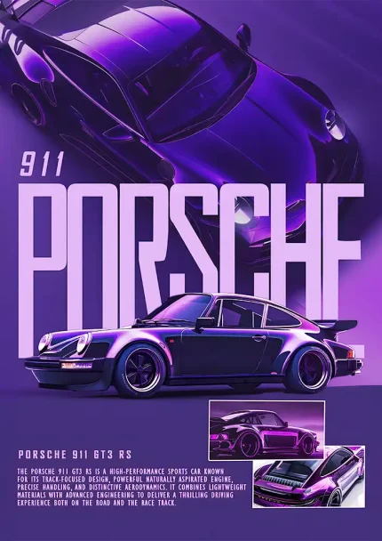 متال پوستر طرح ماشین Porsche 911 کد L1913