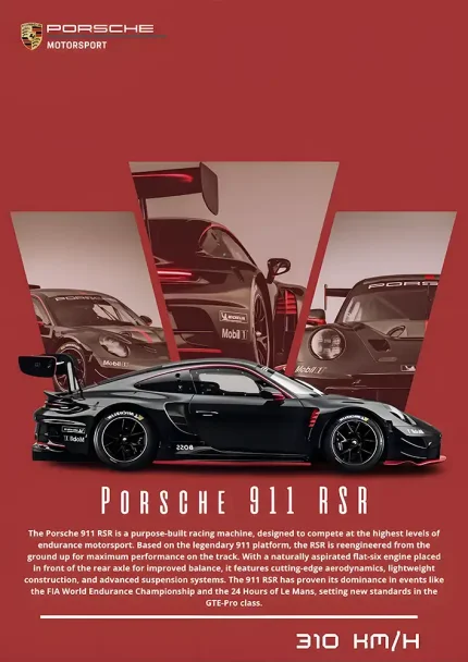 متال پوستر طرح ماشین Porsche 911 کد L1923