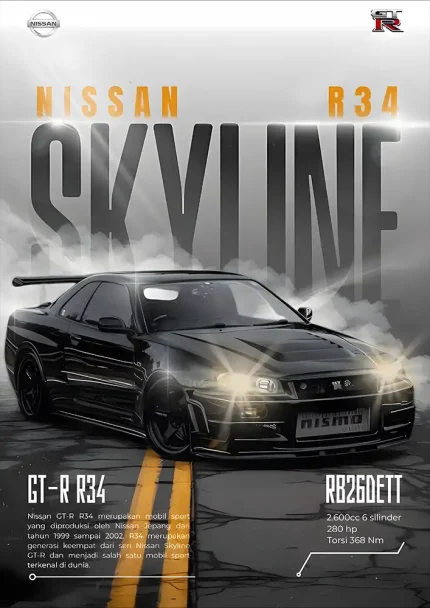 متال پوستر طرح ماشین نیسان Skyline کد L1925