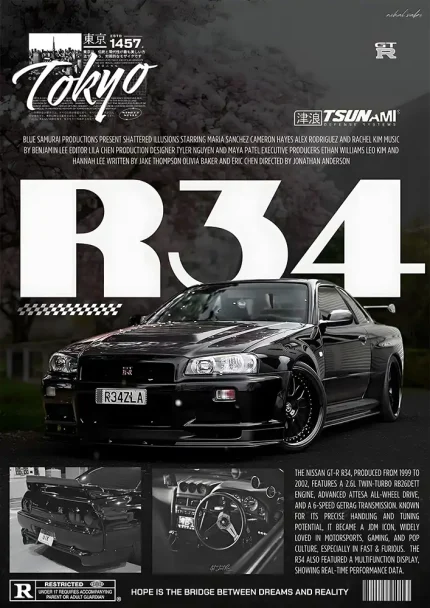 متال پوستر طرح ماشین نیسان Skyline کد L1926