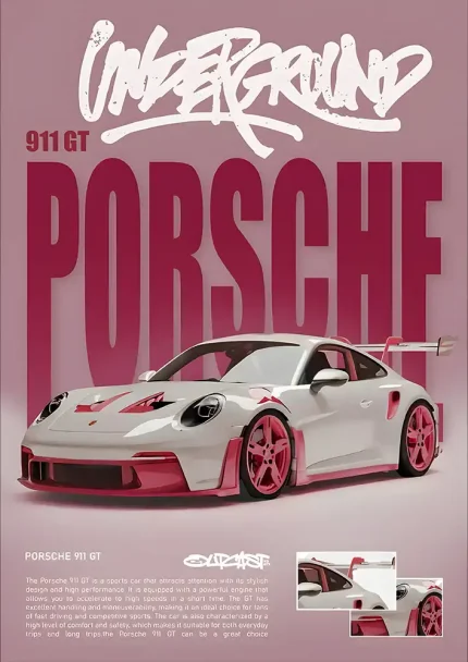 متال پوستر طرح ماشین Porsche 911 کد L1927