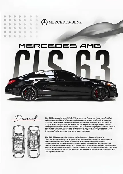 متال پوستر طرح ماشین Mercedes Benz CLS 63 کد L1936