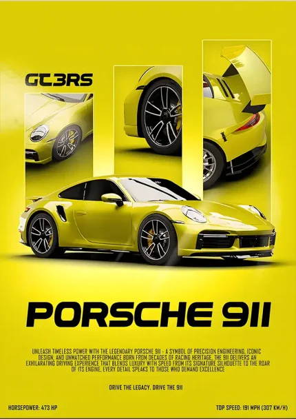 متال پوستر طرح ماشین Porsche 911 کد L1938