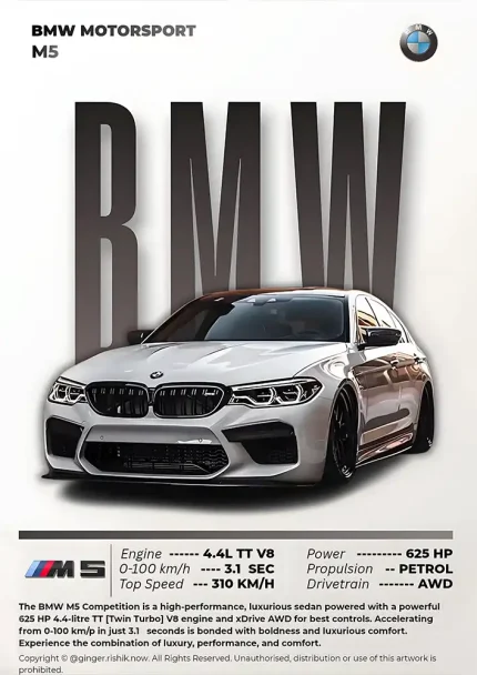 متال پوستر طرح ماشین BMW کد L1941